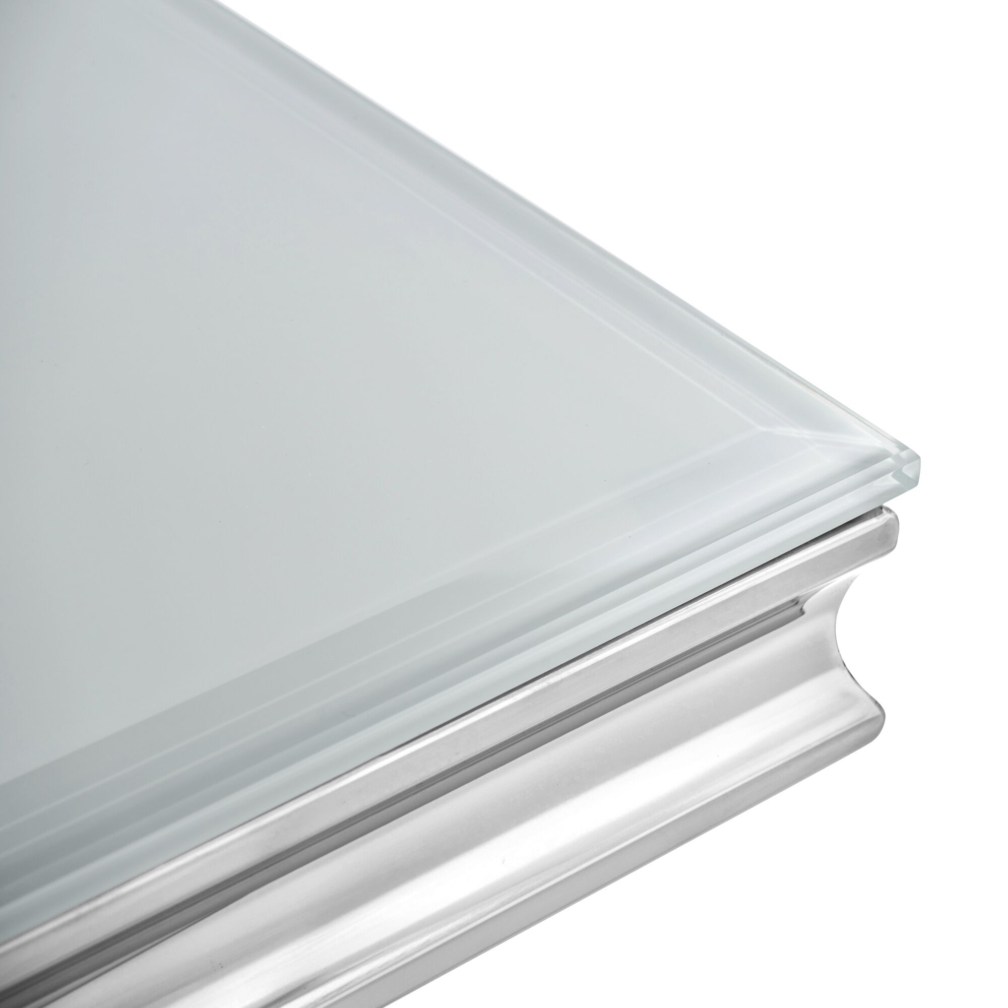 Sorrento 1.8m Polished Steel & White Glass Dining Table - Image 7