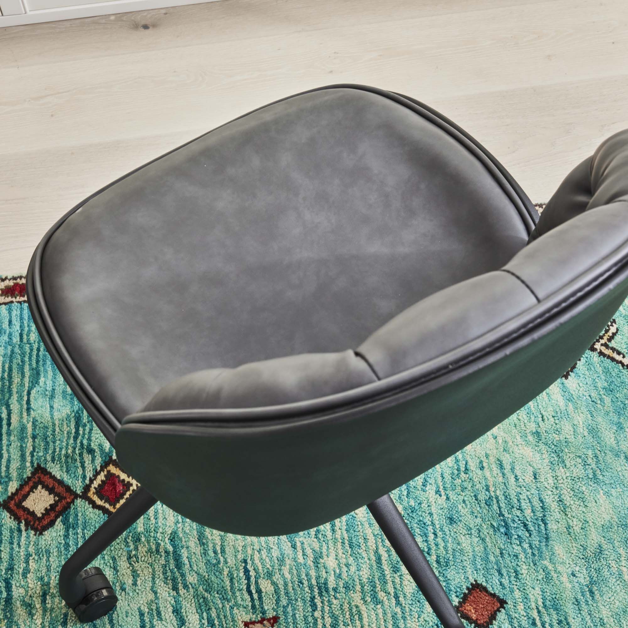 (Set of 2) Thiago Grey Faux Leather Office Chairs - Image 8