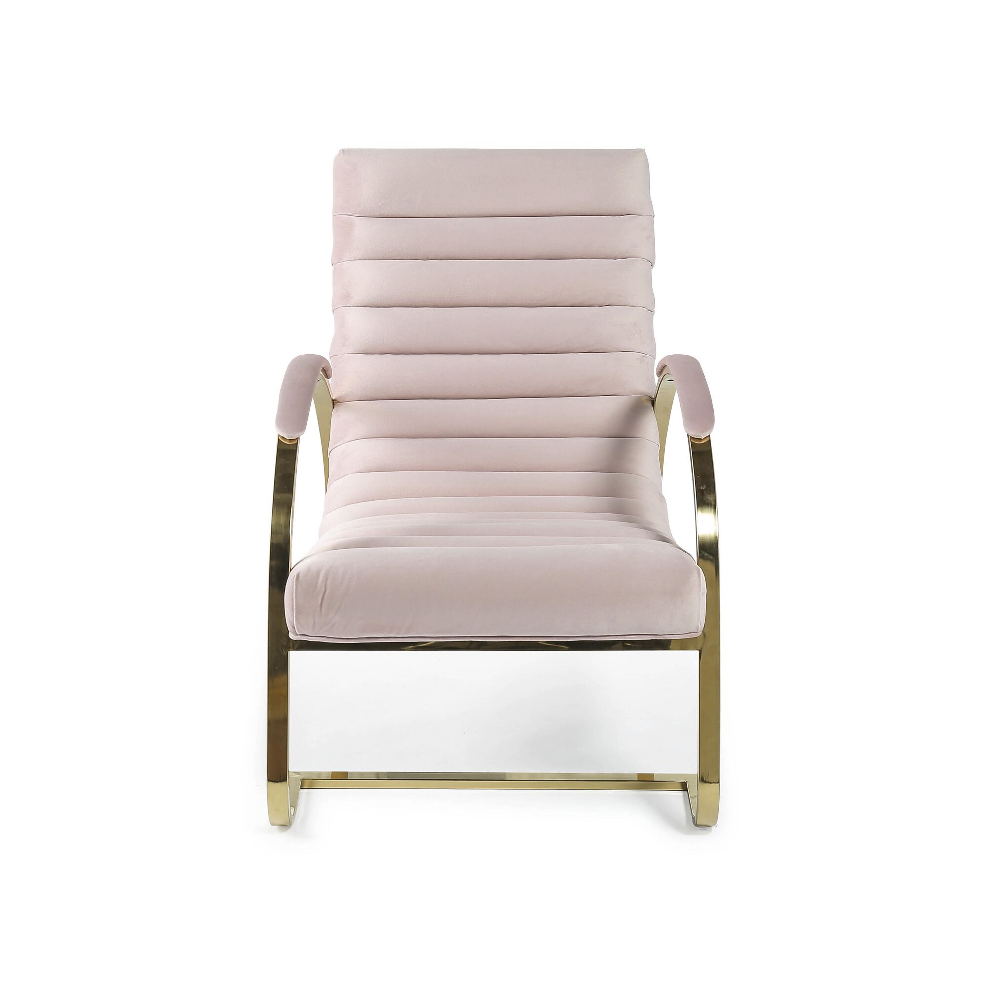 Pink & Gold Brushed Velvet Bedroom Armchair / Lounger - Image 6
