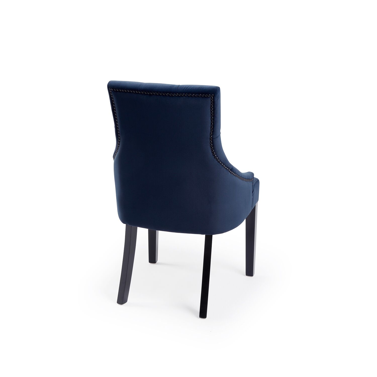 New Chelsea Dark Blue Brushed Velvet Scoop Back Dining Chair Black Studs - Image 8