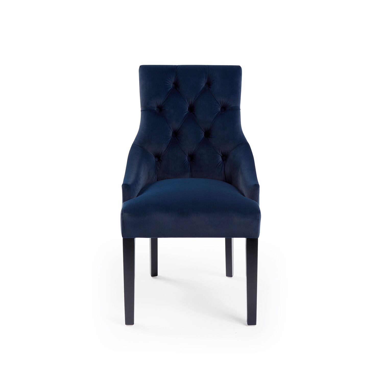 New Chelsea Dark Blue Brushed Velvet Scoop Back Dining Chair Black Studs - Image 9