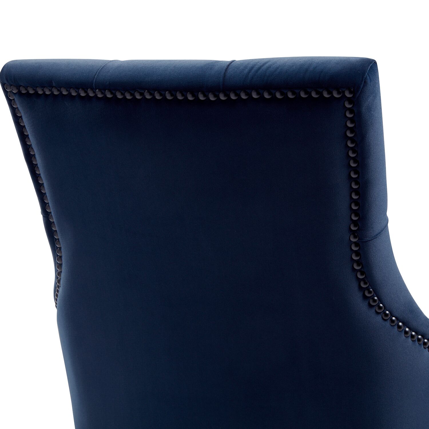 New Chelsea Dark Blue Brushed Velvet Scoop Back Dining Chair Black Studs - Image 12