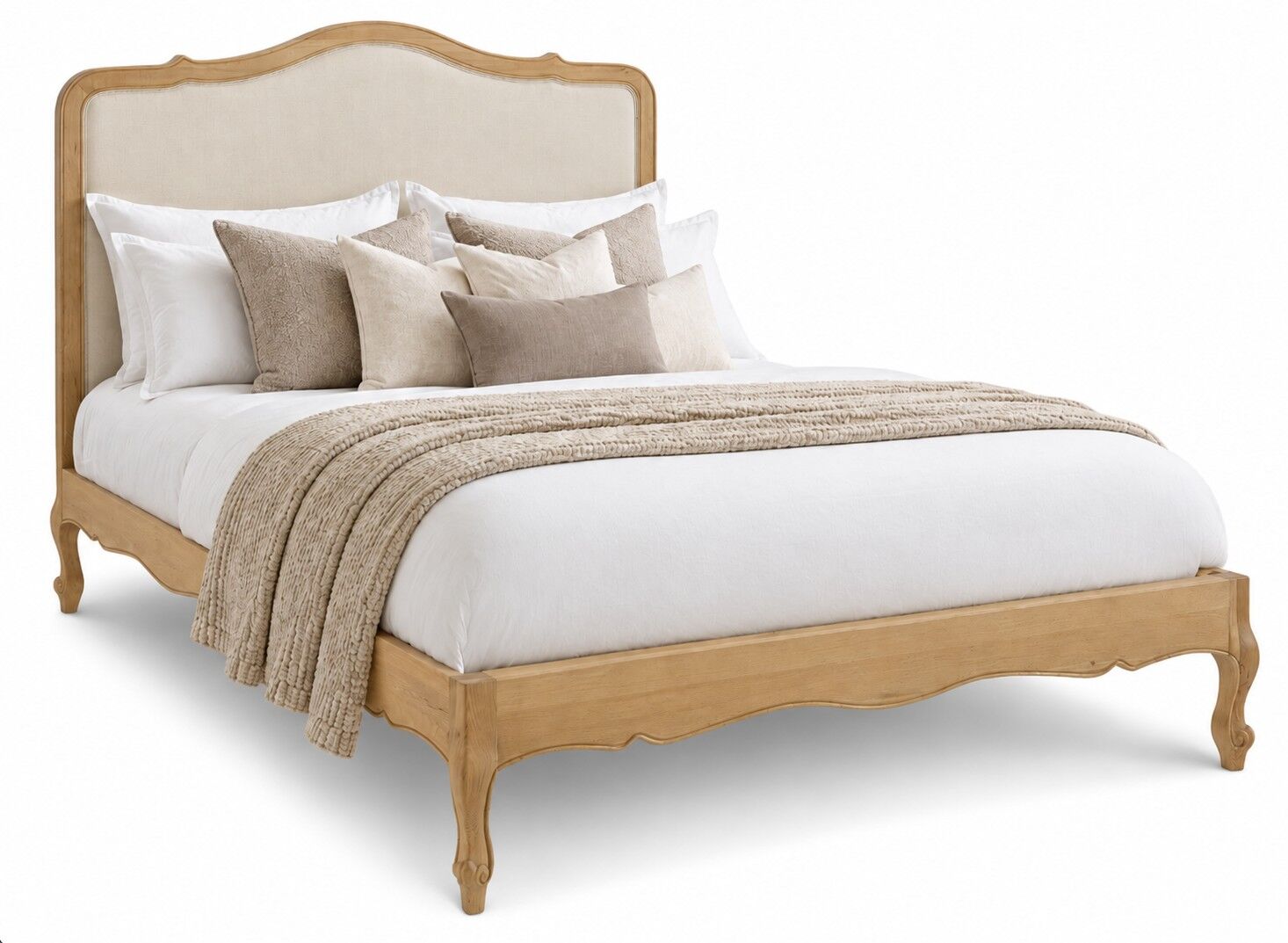 Clementine Natural Oak Upholstered Low Foot Board Bed – Super King - Image 5