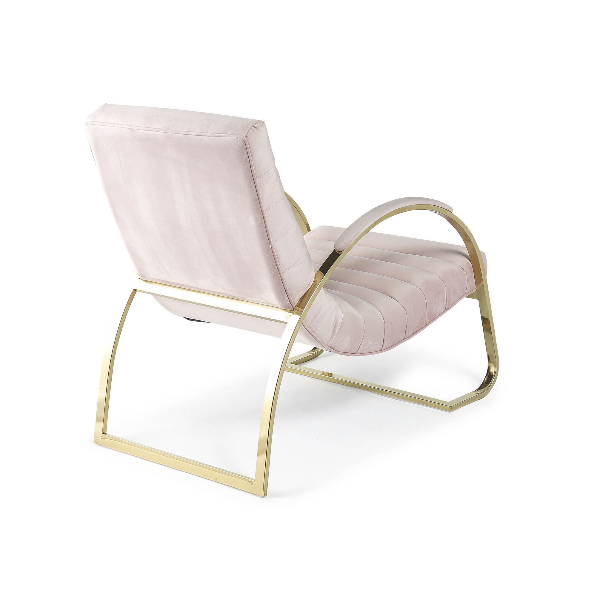 Pink & Gold Brushed Velvet Bedroom Armchair / Lounger - Image 3