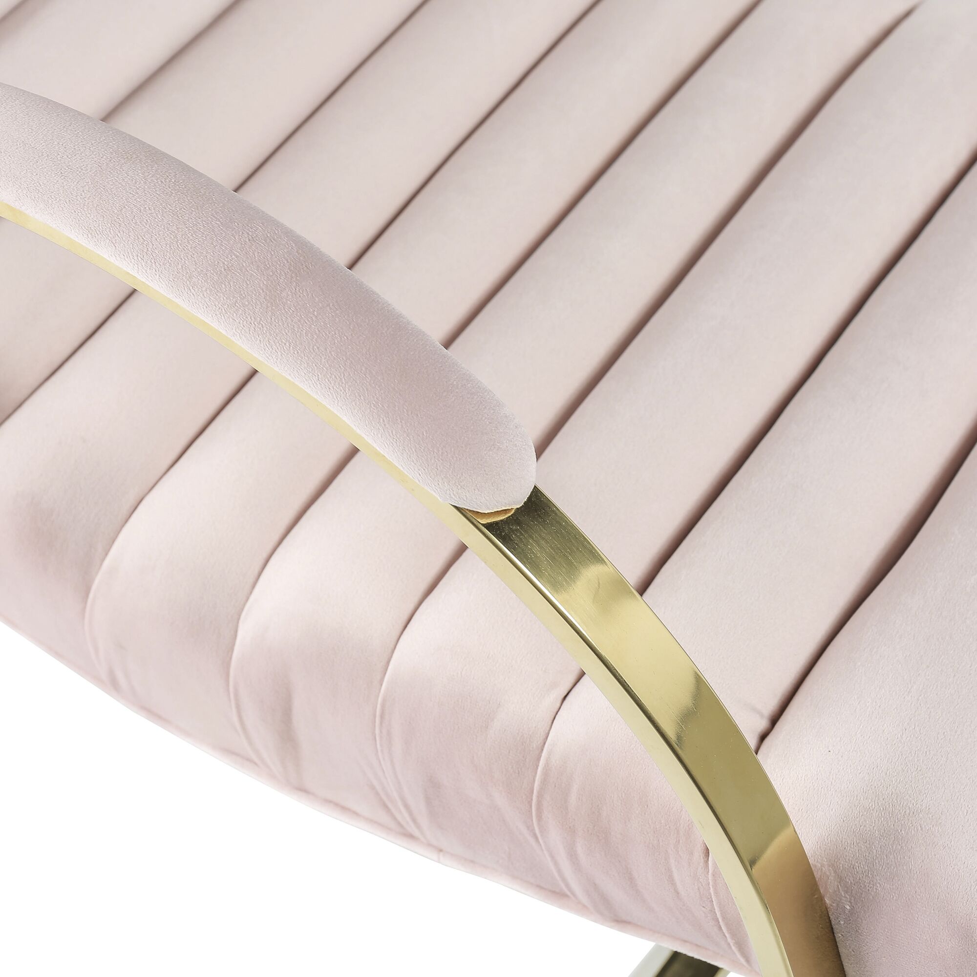 Pink & Gold Brushed Velvet Bedroom Armchair / Lounger - Image 7