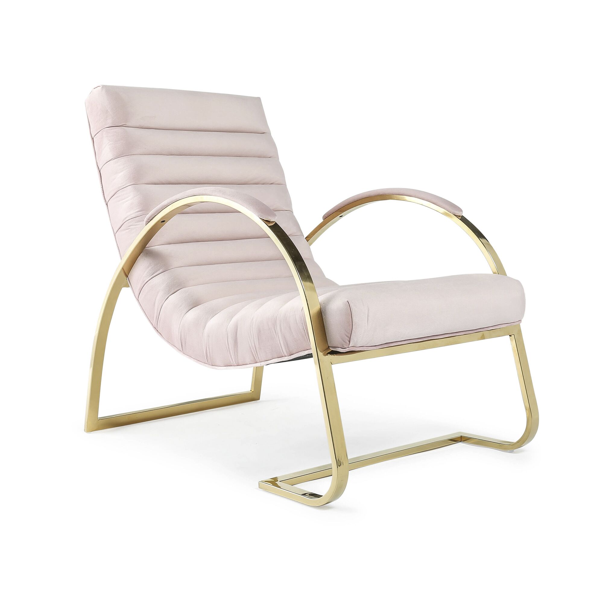 Pink & Gold Brushed Velvet Bedroom Armchair / Lounger - Image 6