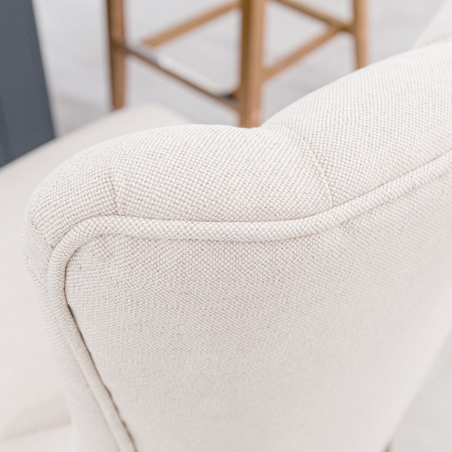 (Set of 2) Burford Counter Stool Upholstered In Natural Linen | Oak Legs - Image 5