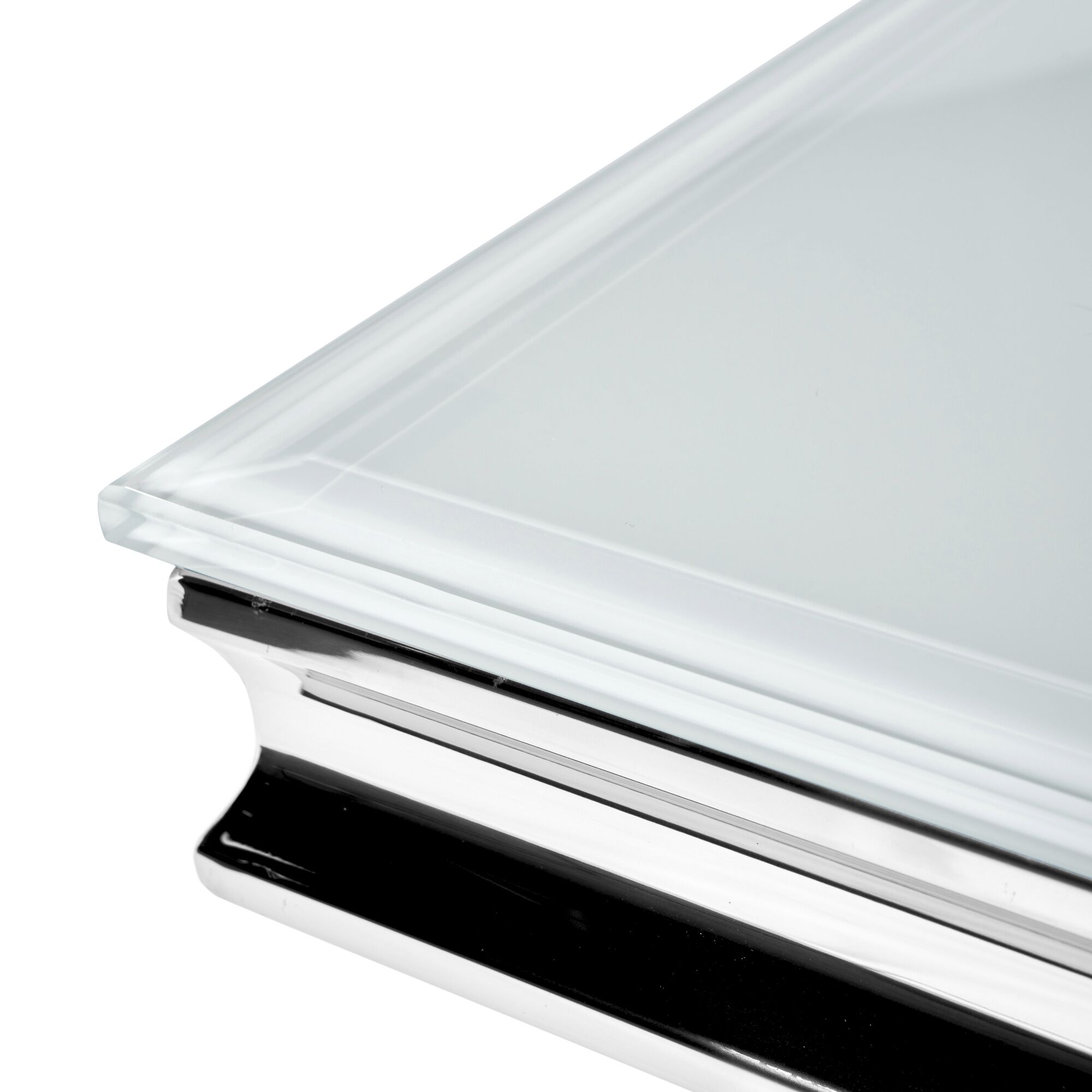 Sorrento 1.8m Polished Steel & White Glass Dining Table - Image 6