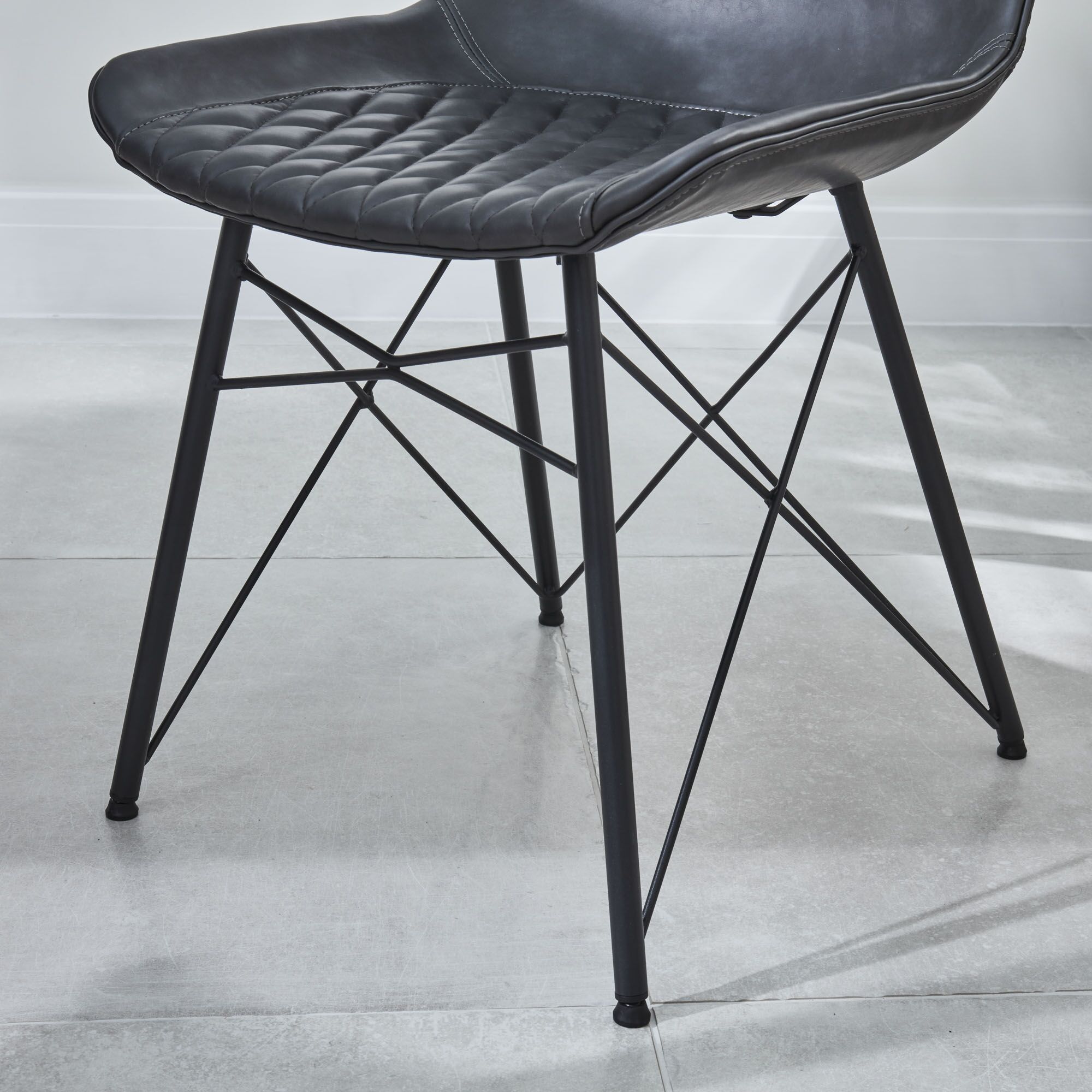 Bellagio 90cm Square Grey Sintered Stone Dining Table Set with 4x Leon Grey Dining Chairs - Image 11