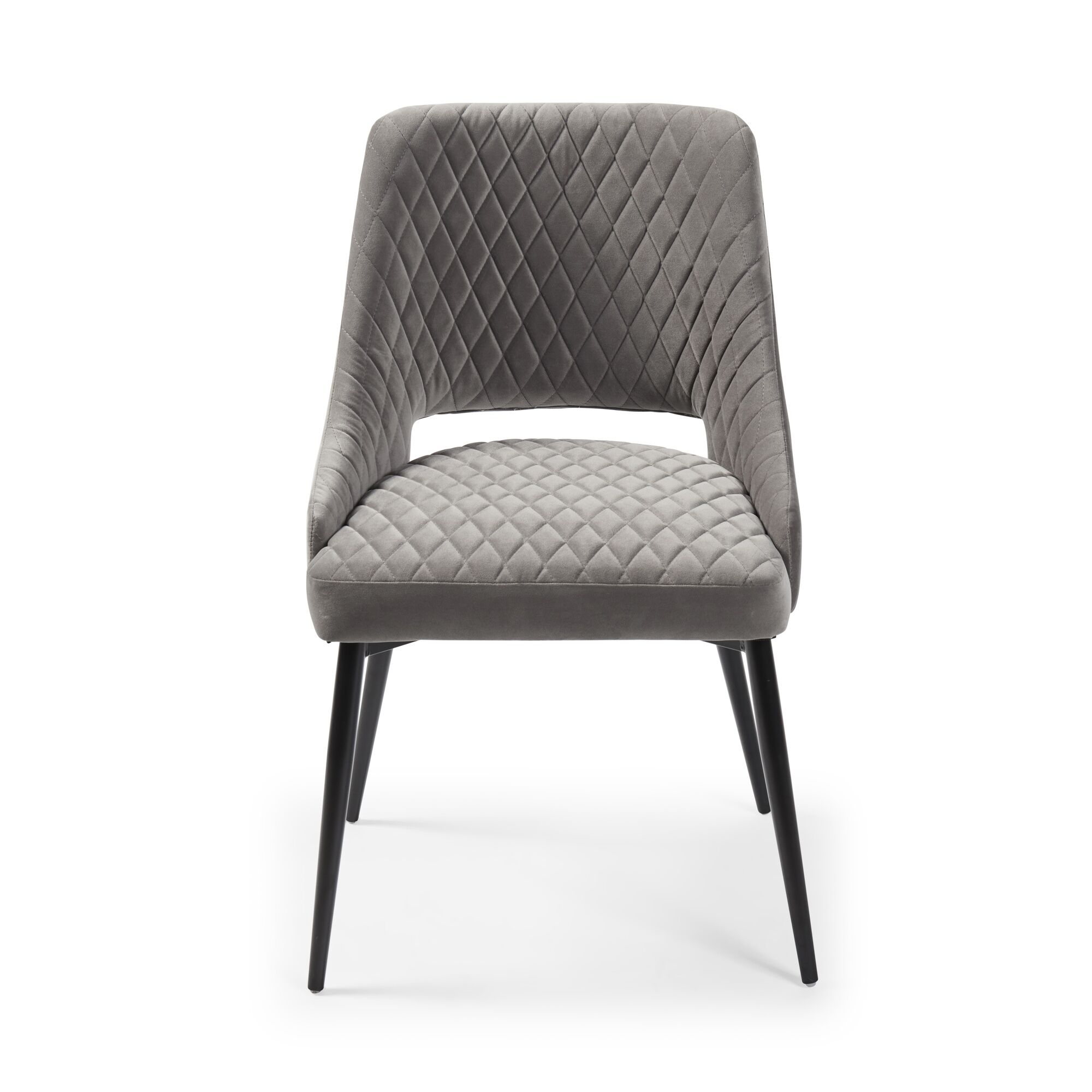 Joan Quilted Upholstered Grey Velvet Dining Chair - Image 7