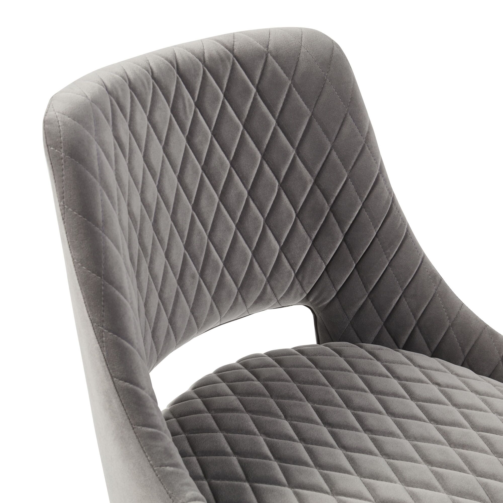 Joan Quilted Upholstered Grey Velvet Dining Chair - Image 11