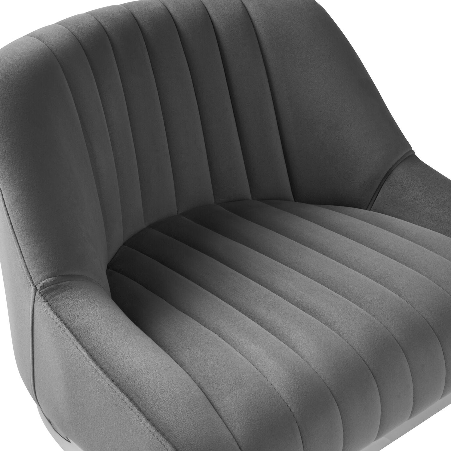 Barcelona Grey Velvet Kitchen Stool with a Stainless Steel Frame - Image 10