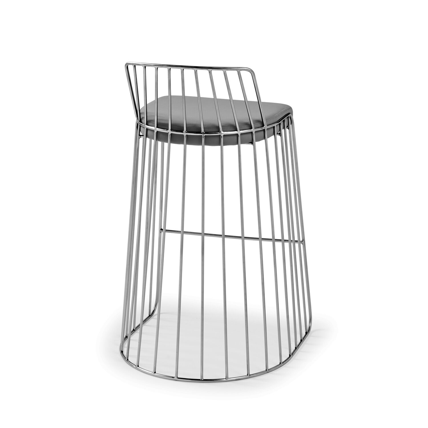 Claudia Grey Velvet Stainless Steel Kitchen Barstool - Image 7