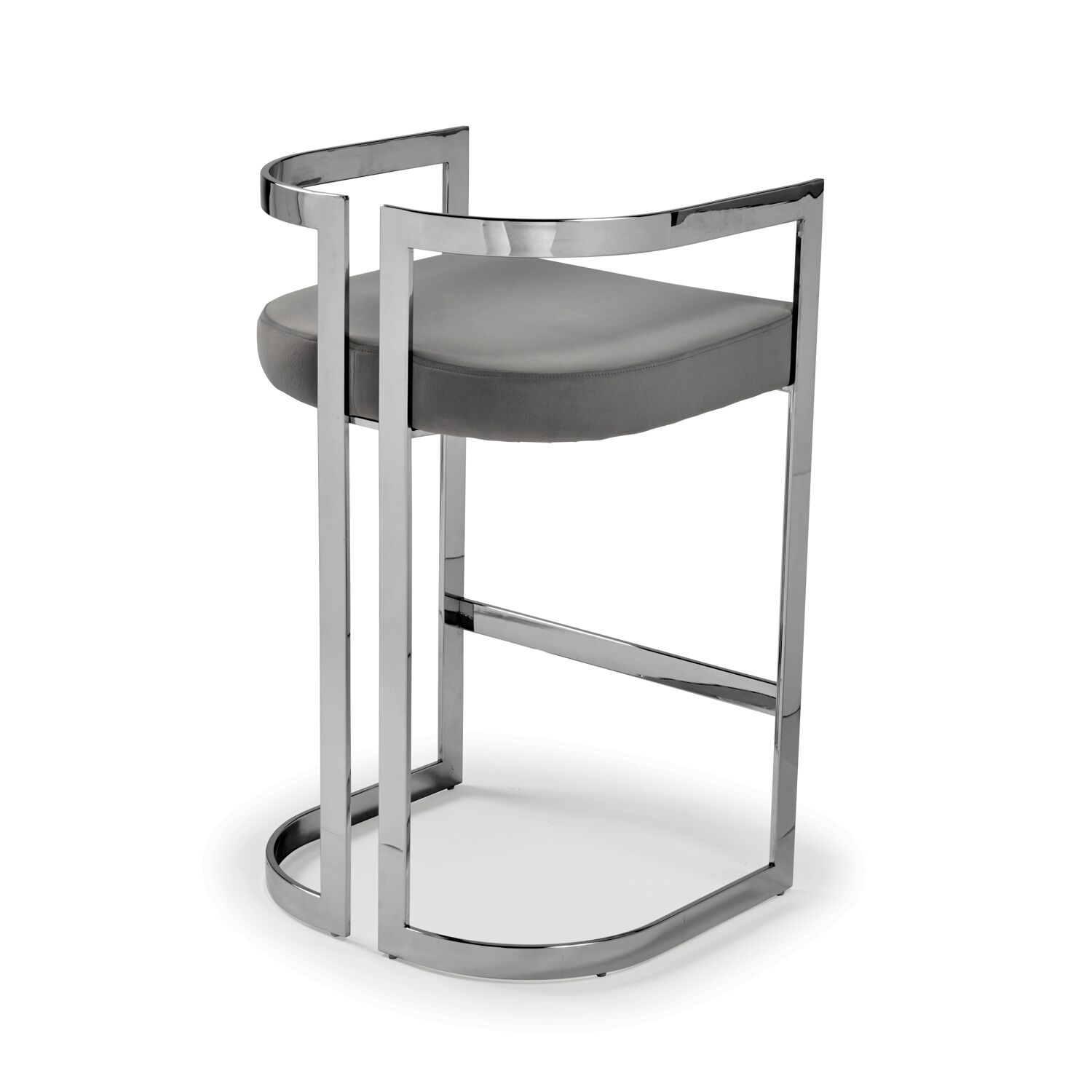 Annalise Grey Velvet Kitchen Barstool - Stainless Steel - Image 7
