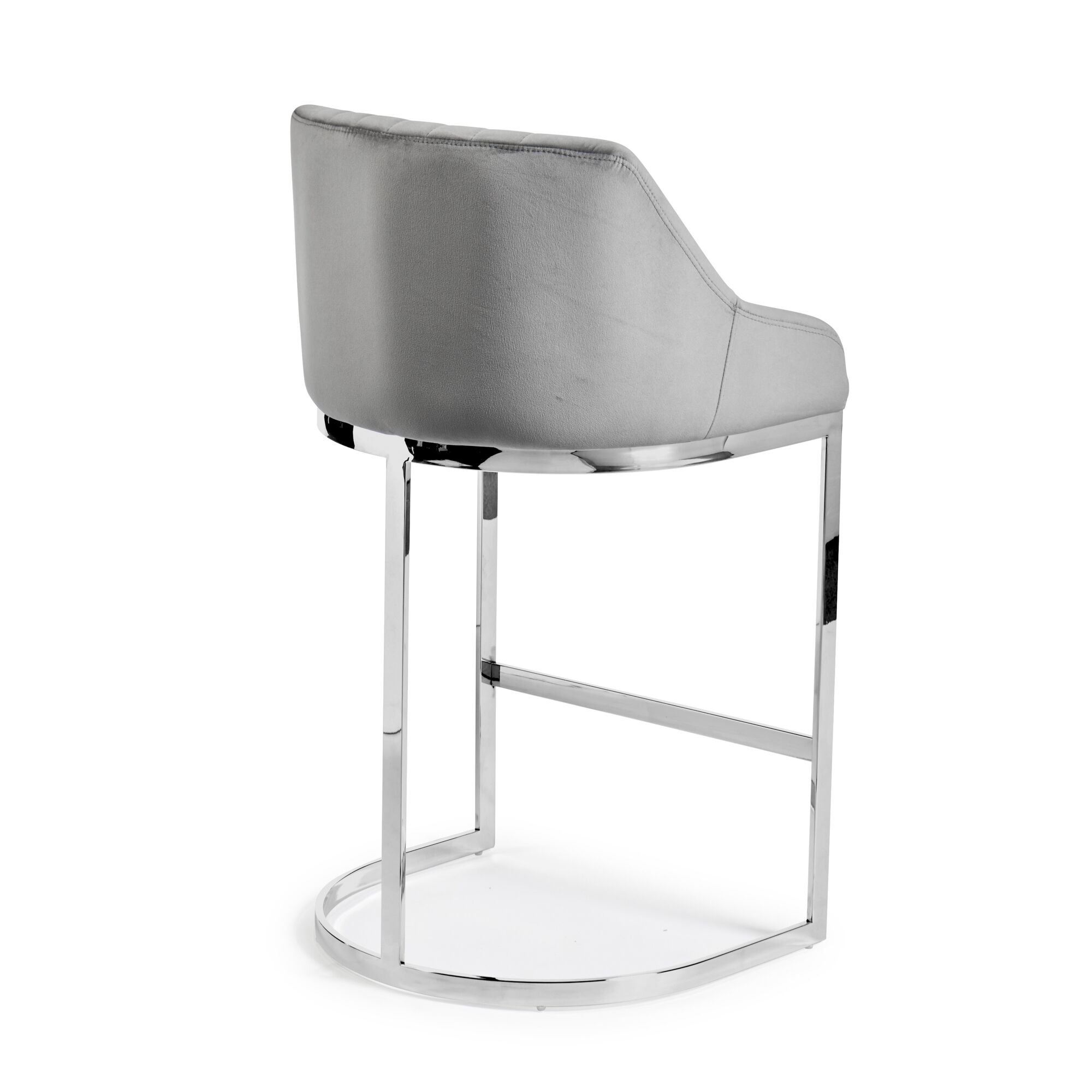 Barcelona Grey Velvet Counter Stool with a Stainless Steel Frame - Image 6