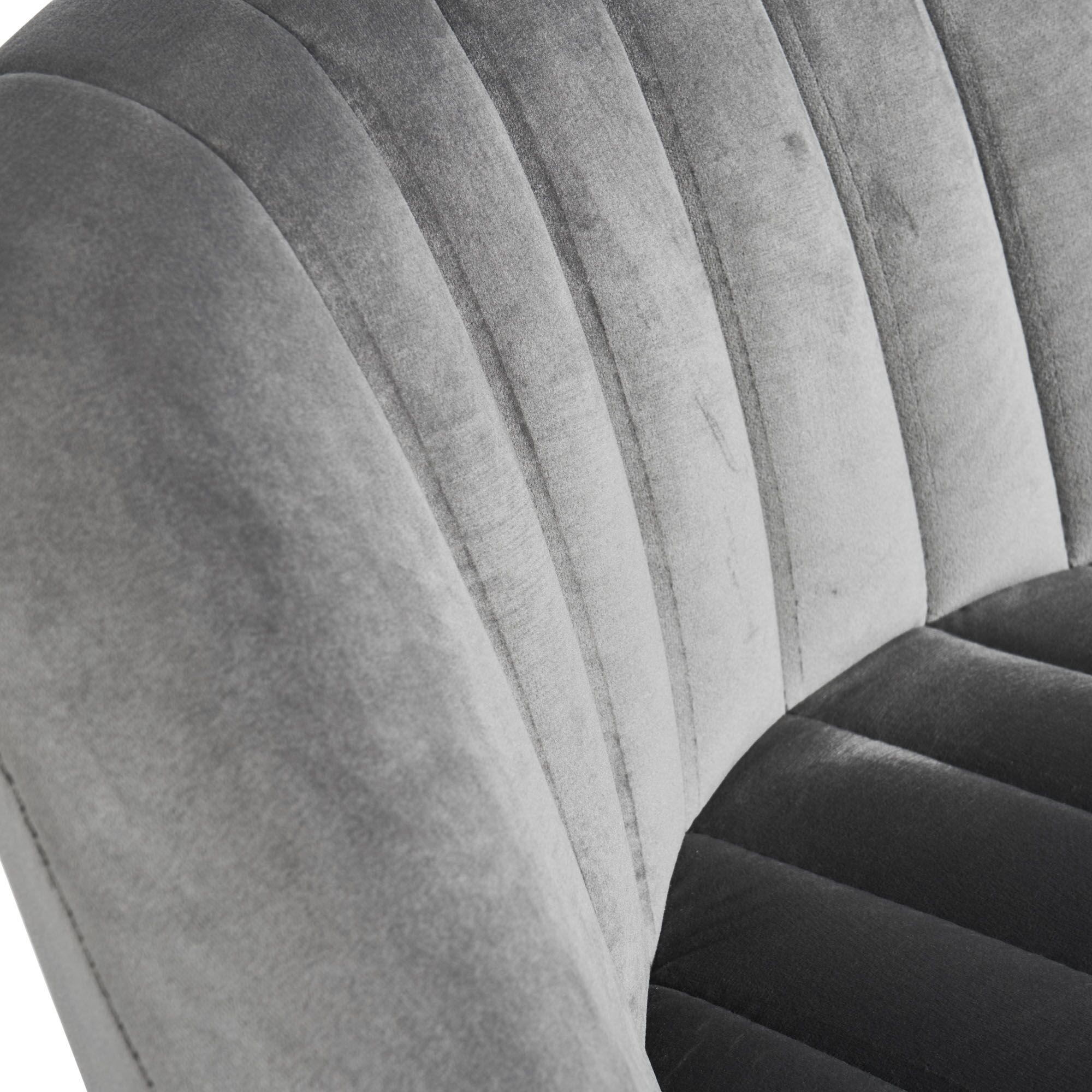 Barcelona Grey Velvet Counter Stool with a Stainless Steel Frame - Image 8