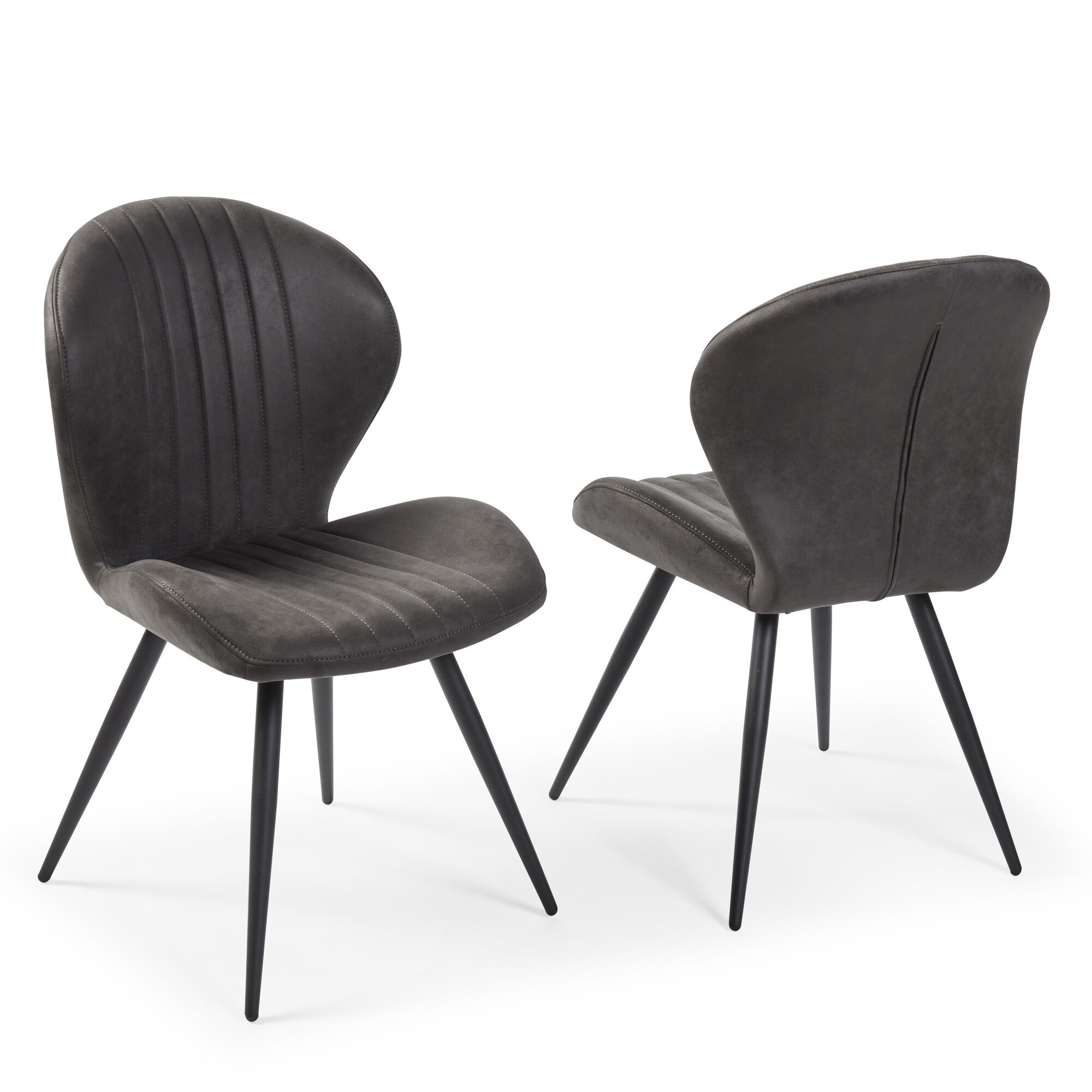Watson Grey Nubuck Upholstered Dining Chair with Black Legs - Image 5