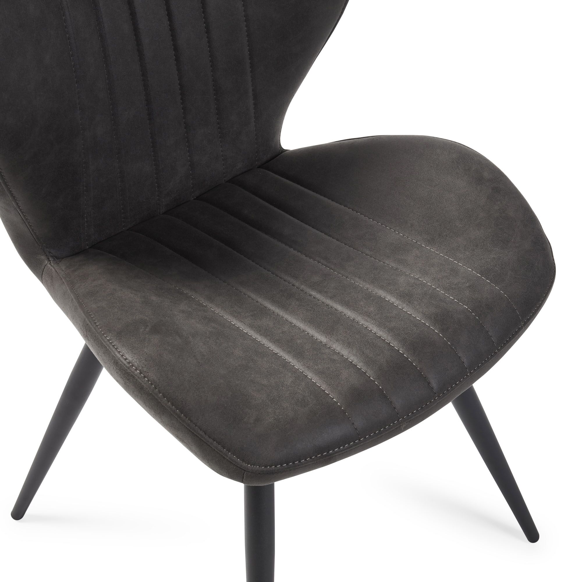 Watson Grey Nubuck Upholstered Dining Chair with Black Legs - Image 8