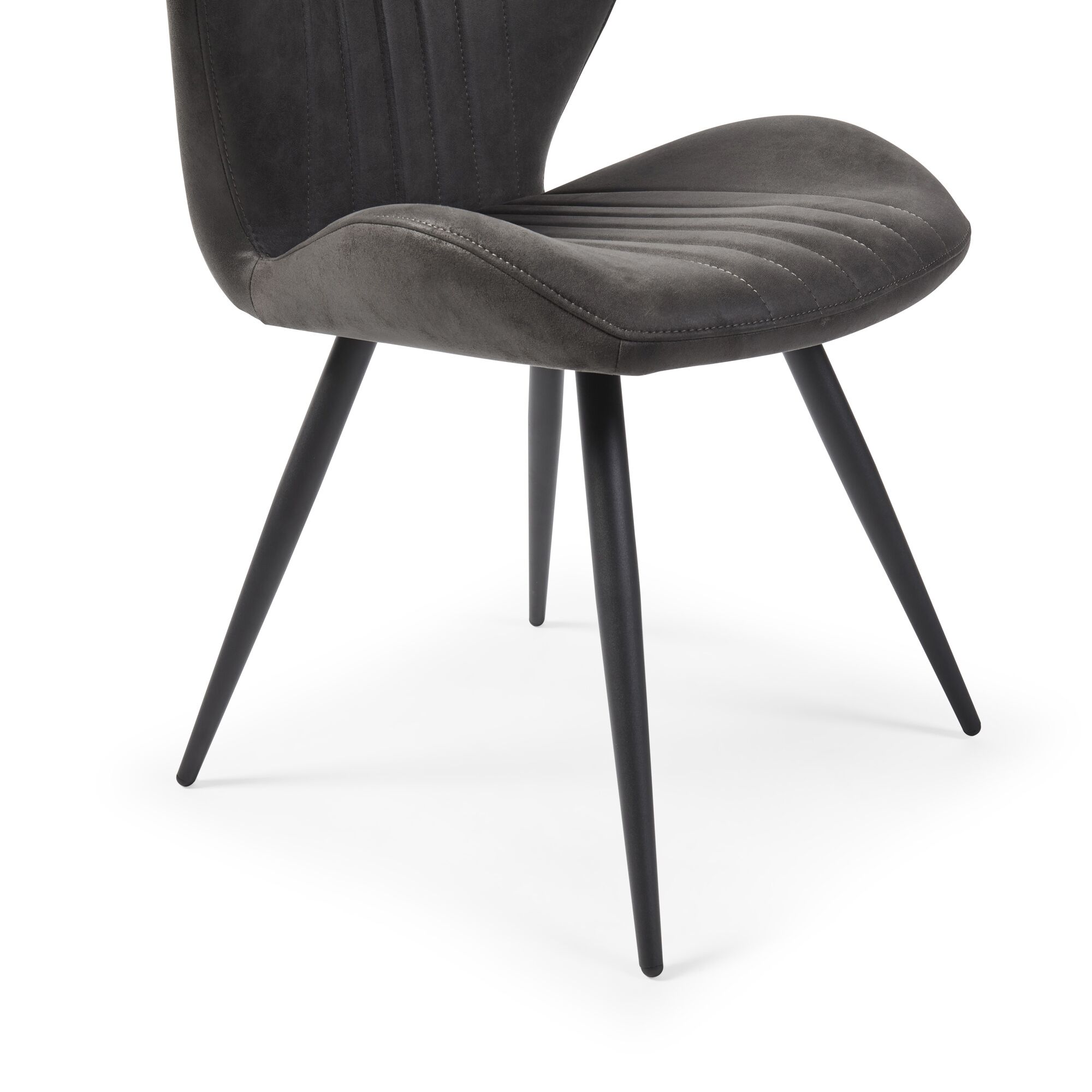Watson Grey Nubuck Upholstered Dining Chair with Black Legs - Image 13