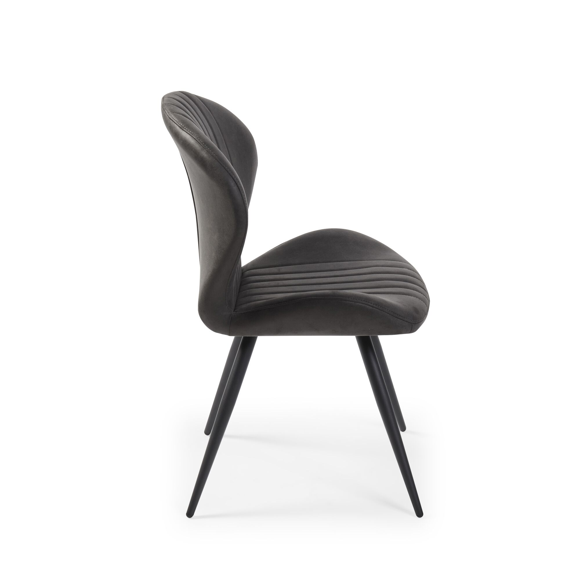 Watson Grey Nubuck Upholstered Dining Chair with Black Legs - Image 12