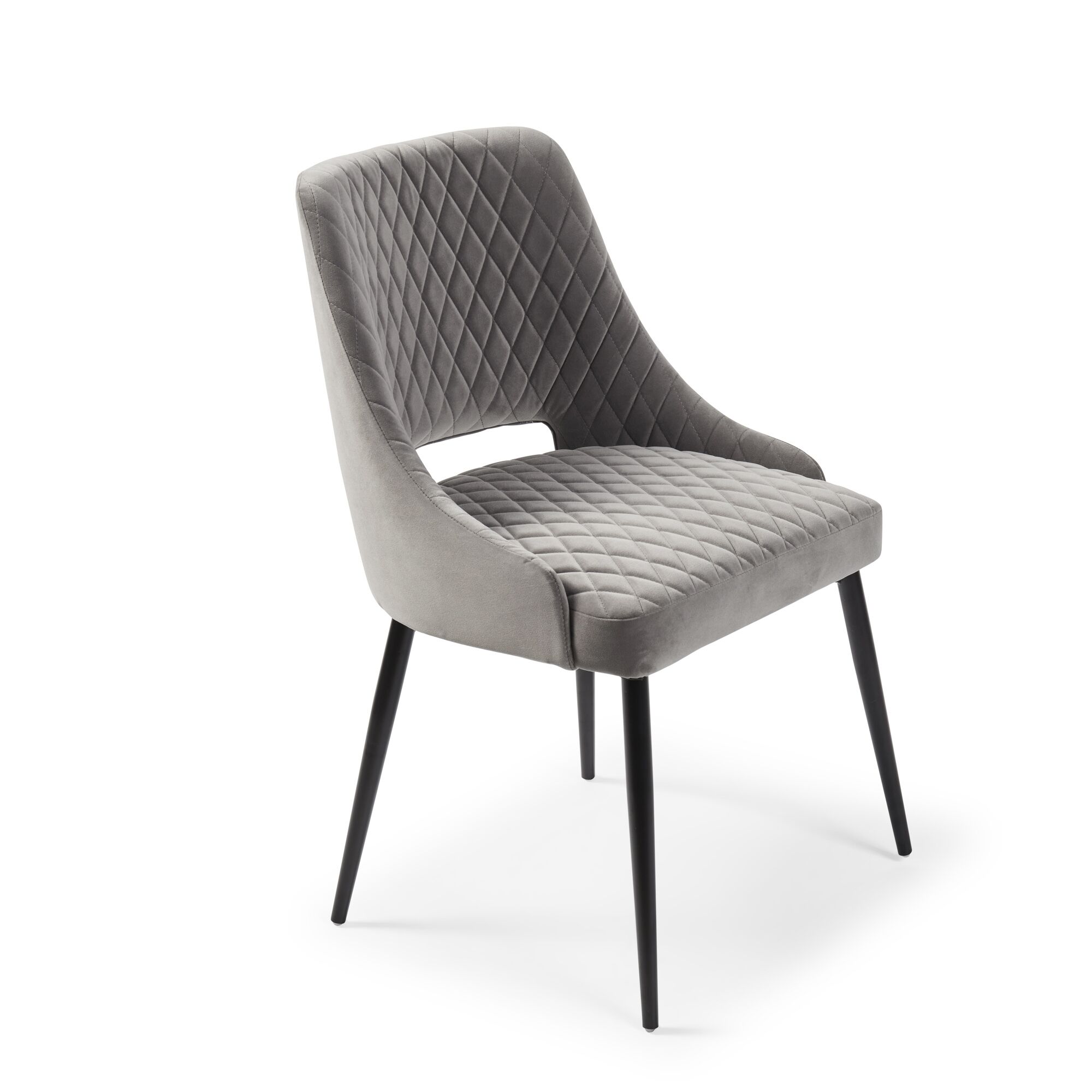 Joan Quilted Upholstered Grey Velvet Dining Chair - Image 6