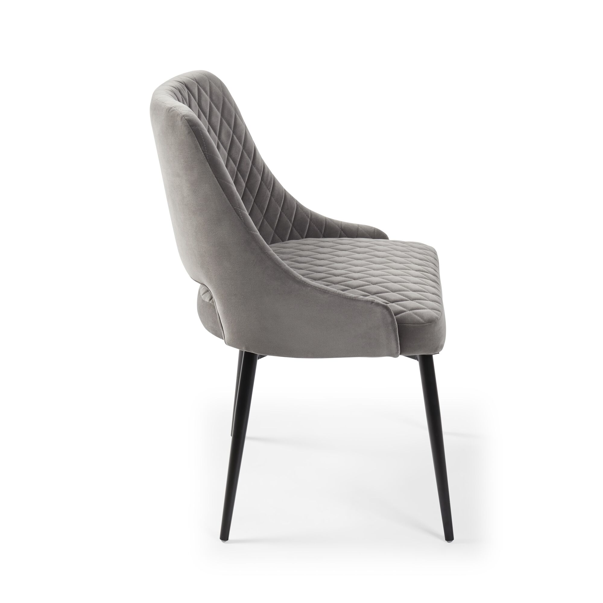Joan Quilted Upholstered Grey Velvet Dining Chair - Image 8