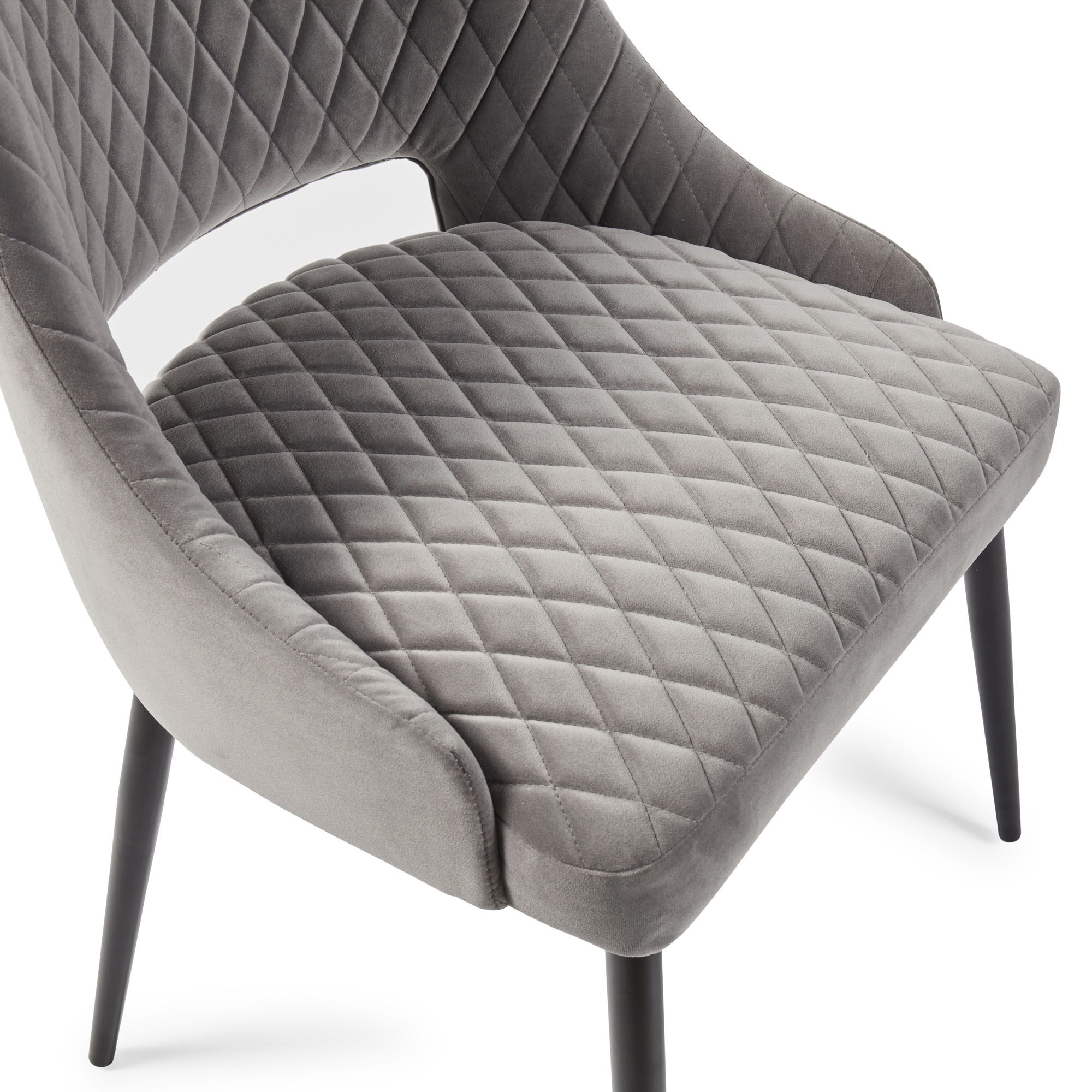 Joan Quilted Upholstered Grey Velvet Dining Chair - Image 13