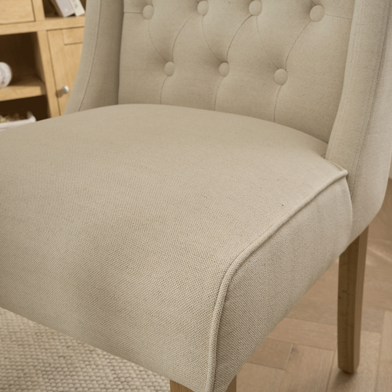 (Set of 2) Broadway Natural Linen Dining Chairs | Oak Legs - Image 4