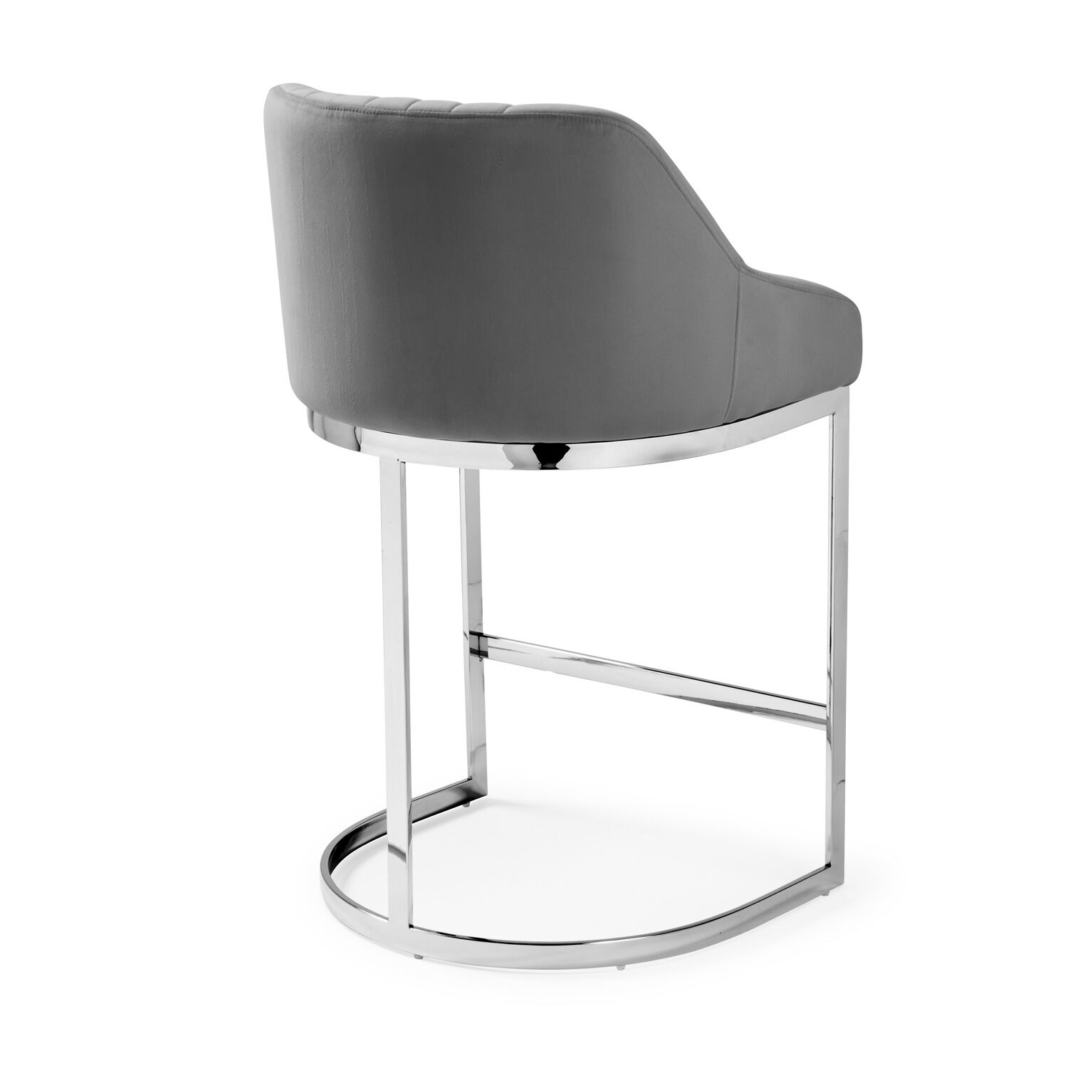 Barcelona Grey Velvet Kitchen Stool with a Stainless Steel Frame - Image 6