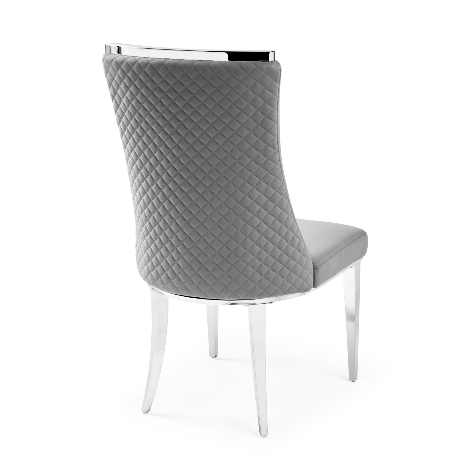 (Set of 2) Joan Grey Velvet Quilted Upholstered Dining Chair - Image 7