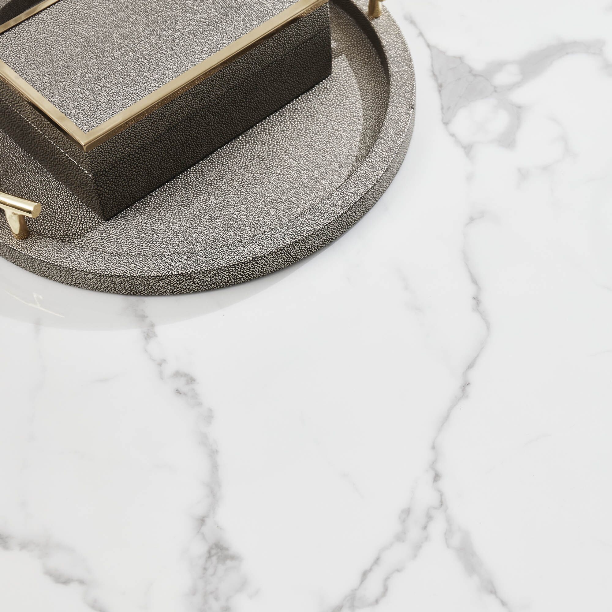 Stainless Steel Cerchio White Round Coffee Table With Marble Top - Image 10