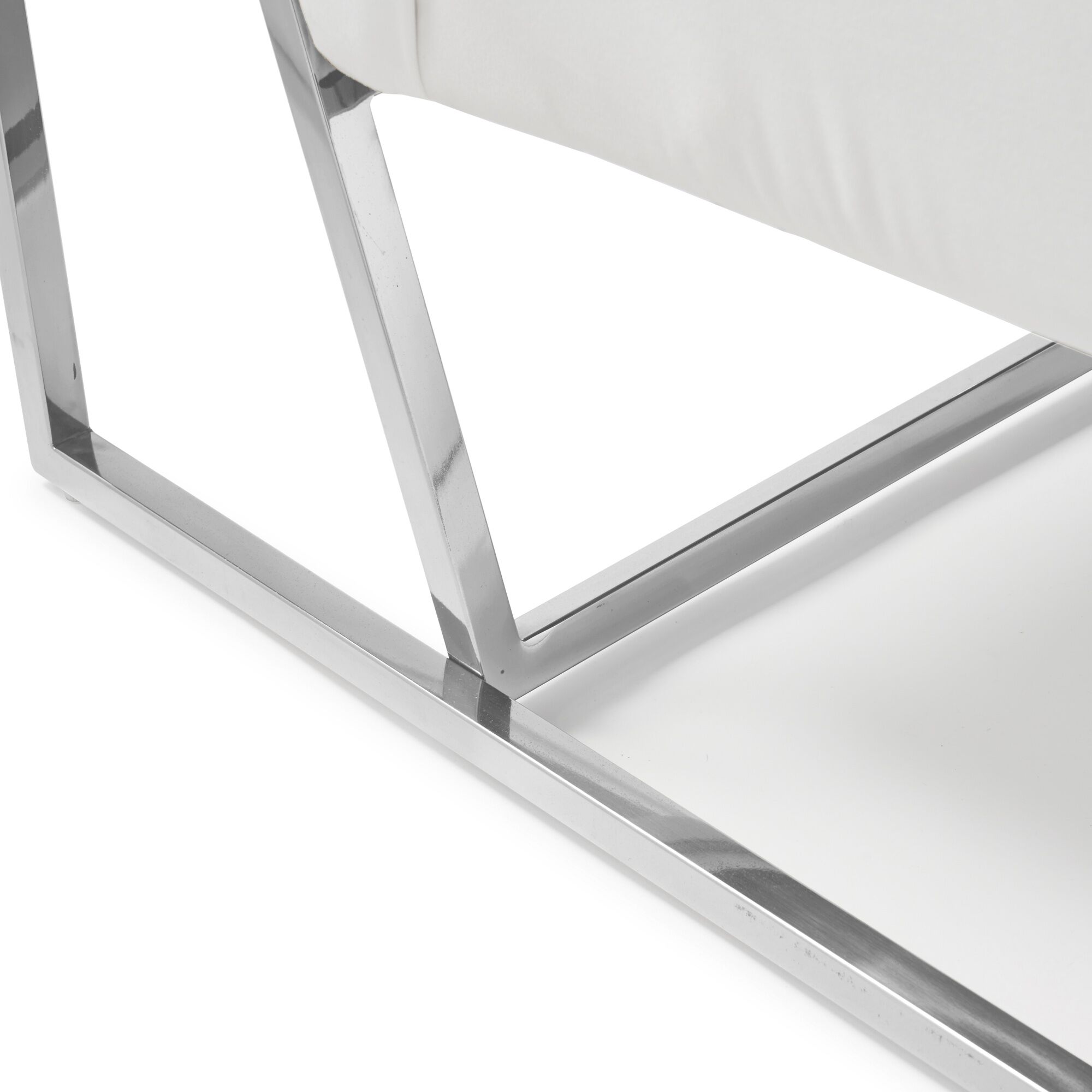 Bequest Accent Stainless Steel & Pearl White Velvet Lounge Armchair - Image 6