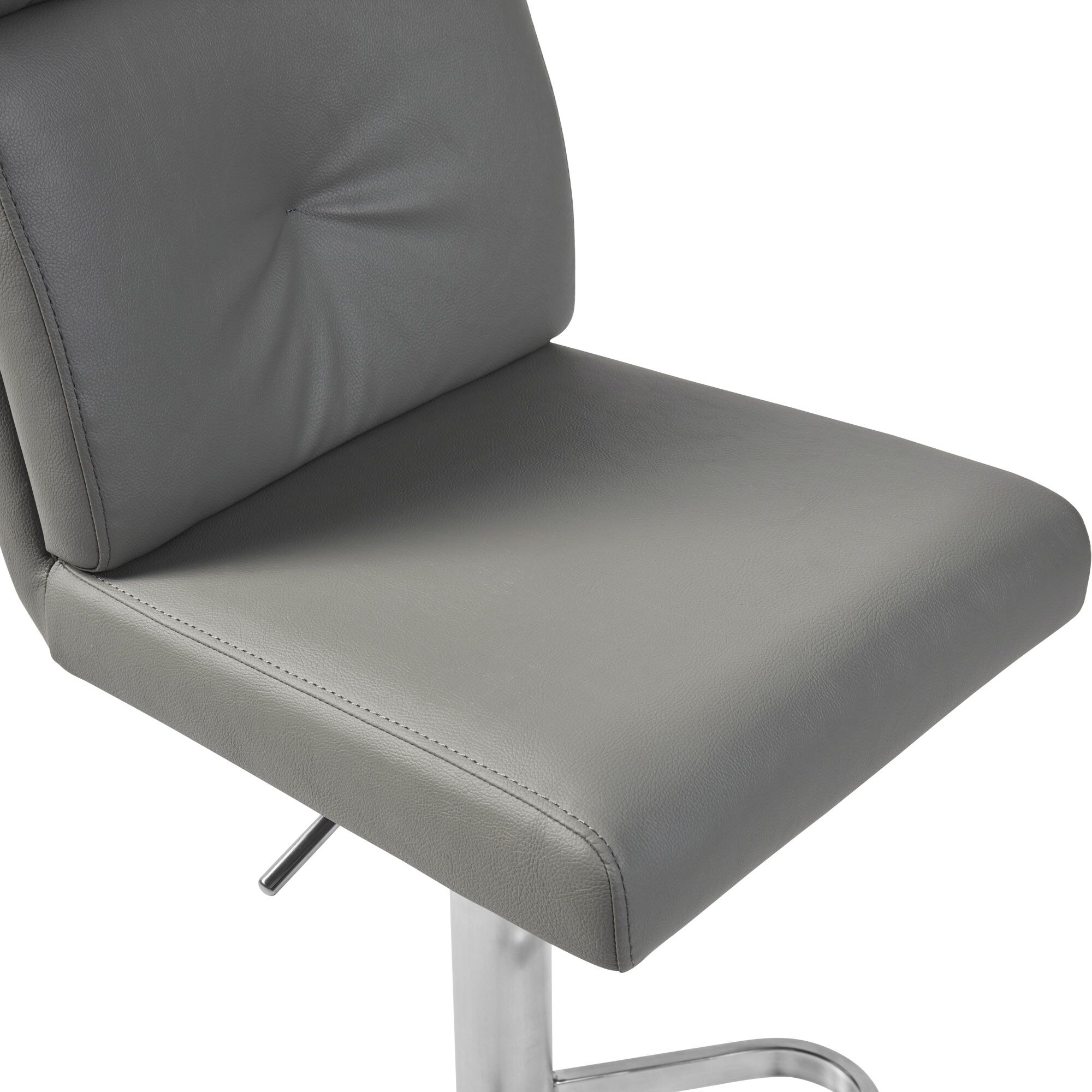 Portland Brushed Steel Gas Lift Kitchen Stool in Grey Faux Leather - Image 14