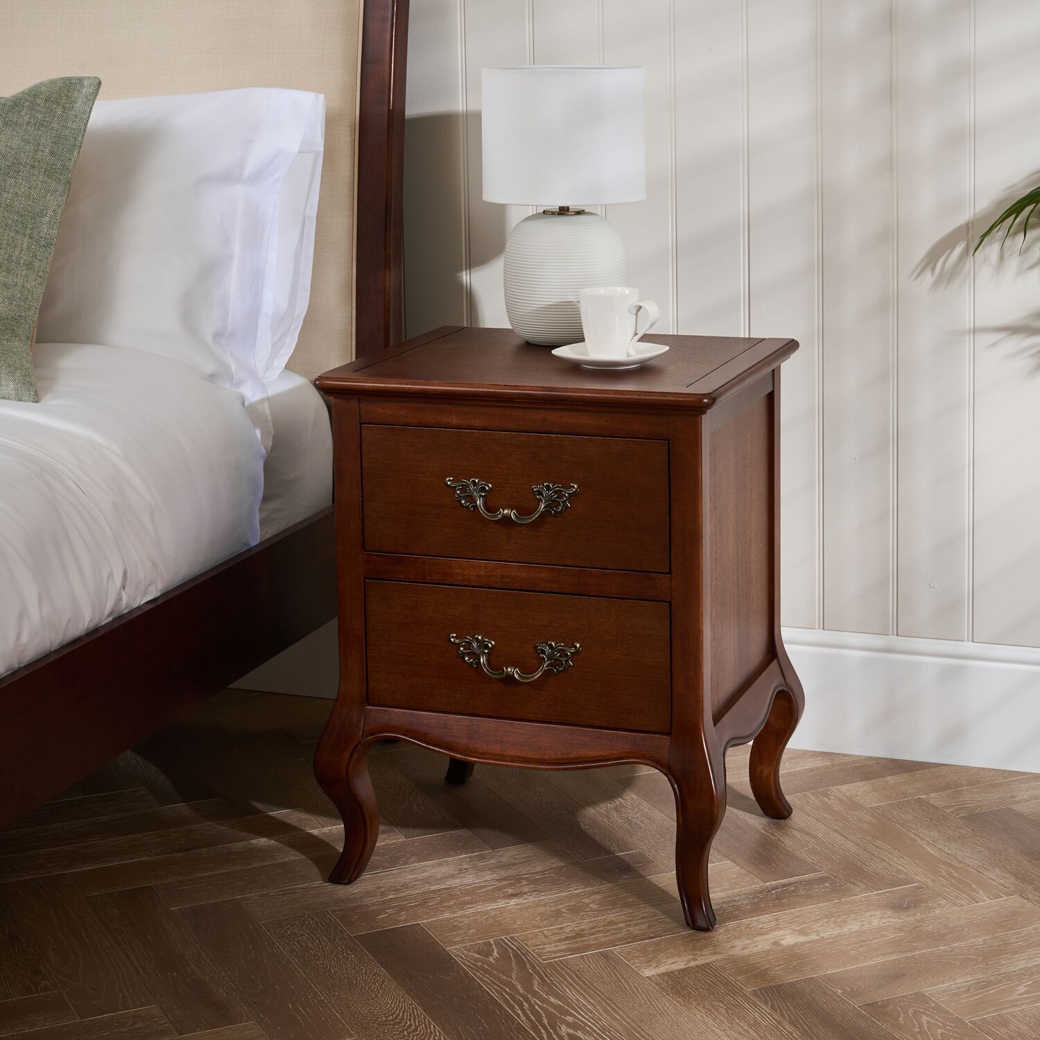 Lille French Mahogany 5ft Upholstered Low Footboard Bed with Two Matching Bedside Tables - Image 7