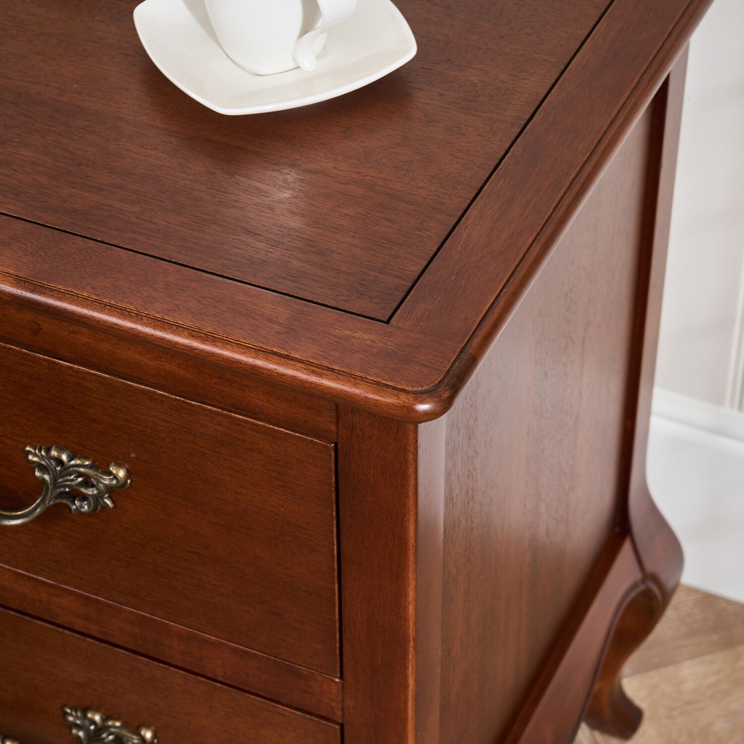 Lille French Mahogany 5ft Upholstered Low Footboard Bed with Two Matching Bedside Tables - Image 10