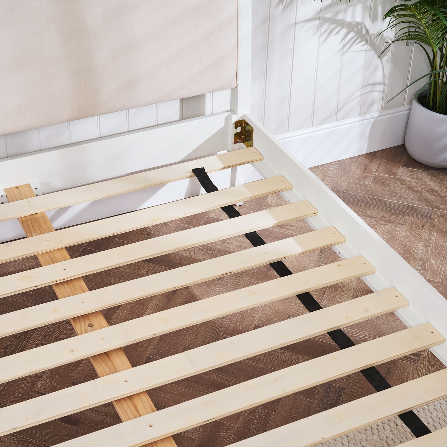 Lille French Chalk White Upholstered Low Foot Board Bed - King Size - Image 7