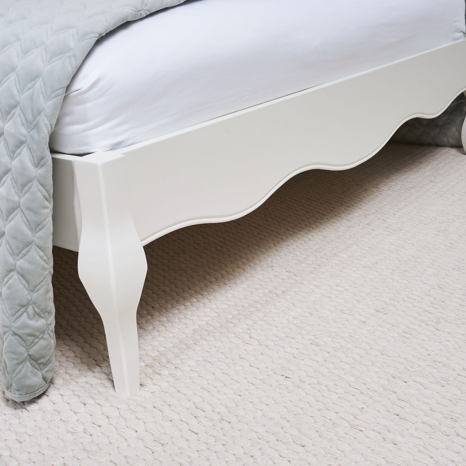 Lille French Chalk White Upholstered Low Foot Board Bed - King Size - Image 5
