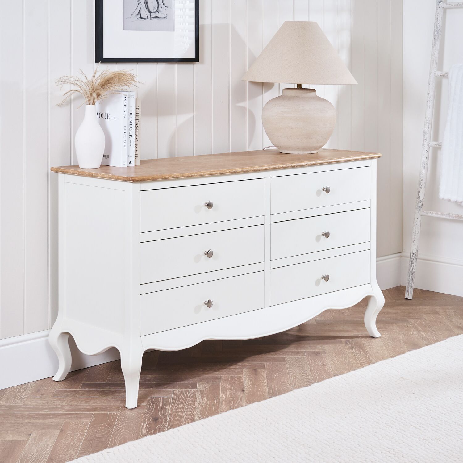 Lille French Chalk White 6 Drawer Wide Chest - Image 2