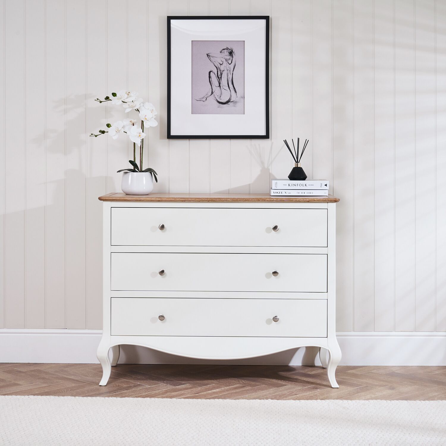 Lille French Chalk White 3 Drawer Chest - Image 2