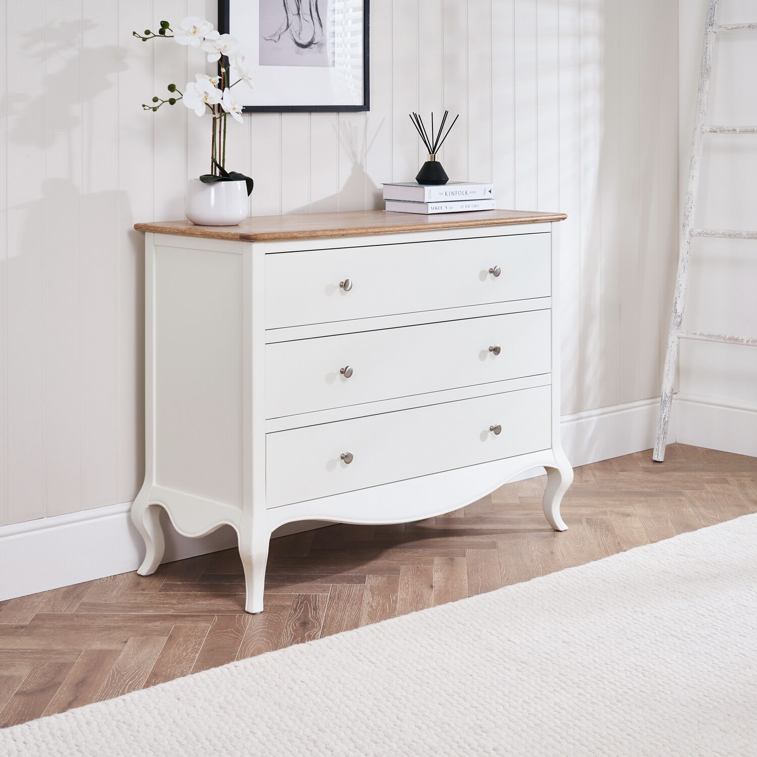 Lille French Chalk White 3 Drawer Chest - Image 3