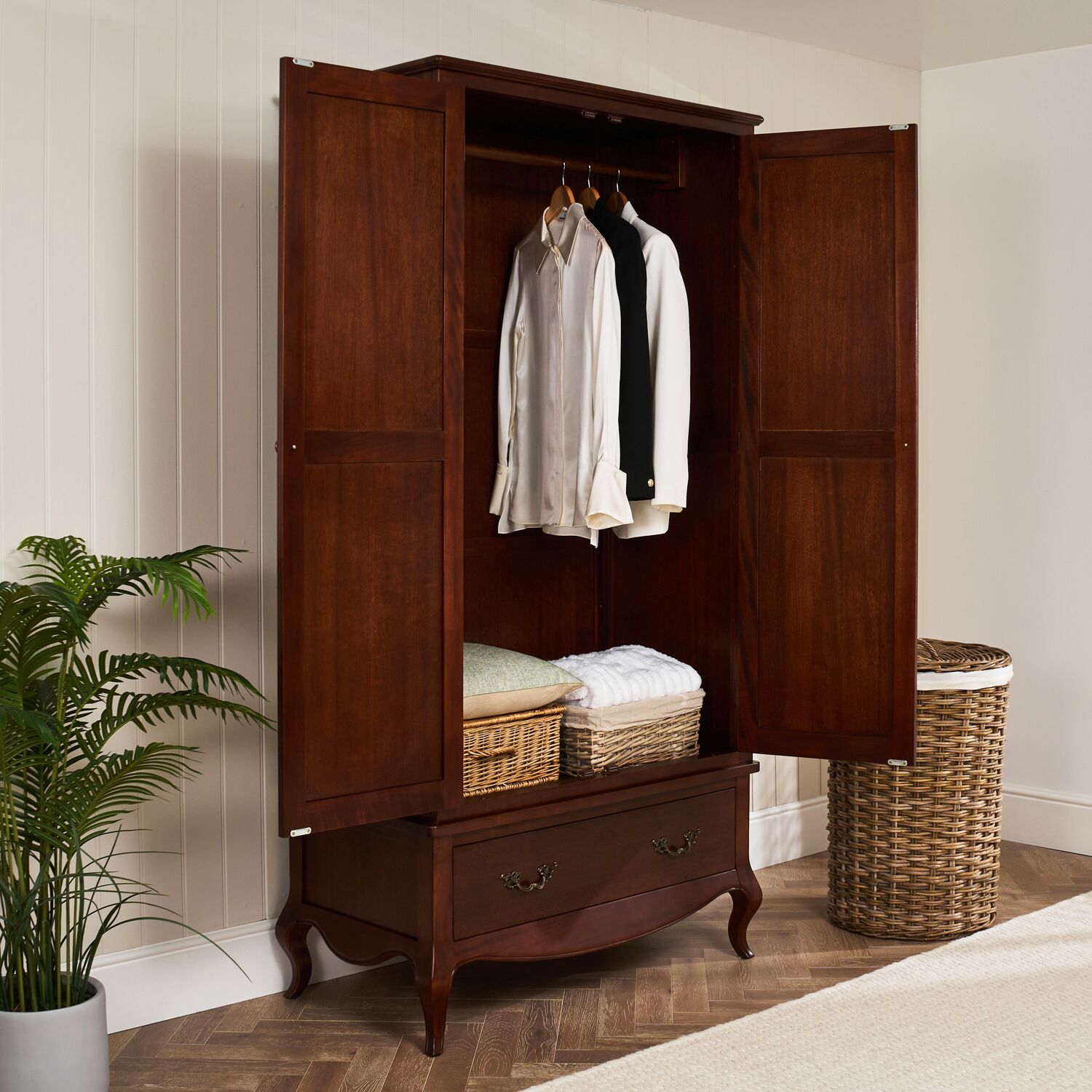 Lille French Mahogany Double Wardrobe - Image 4