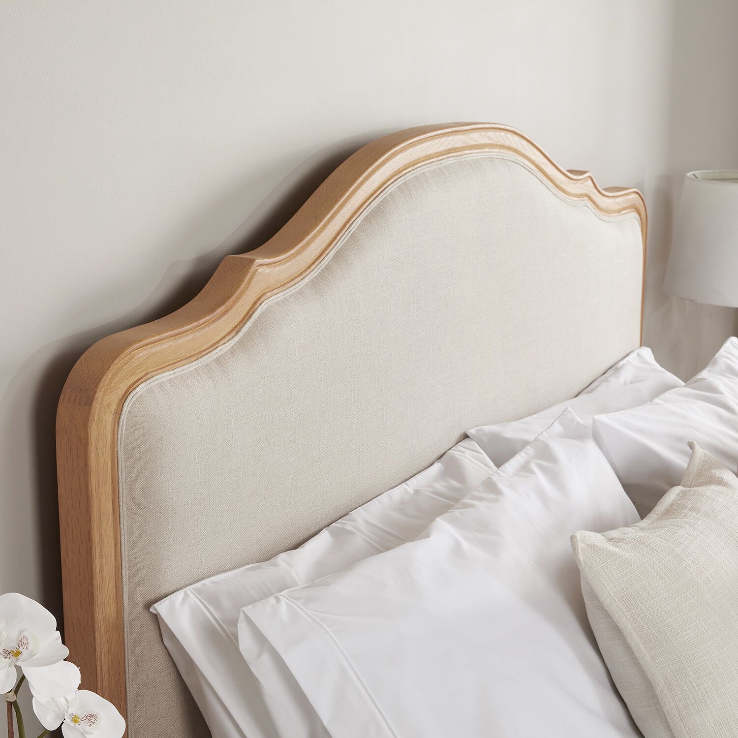 Alice French Light Oak Upholstered Low Foot Board Bed - King Size - Image 4