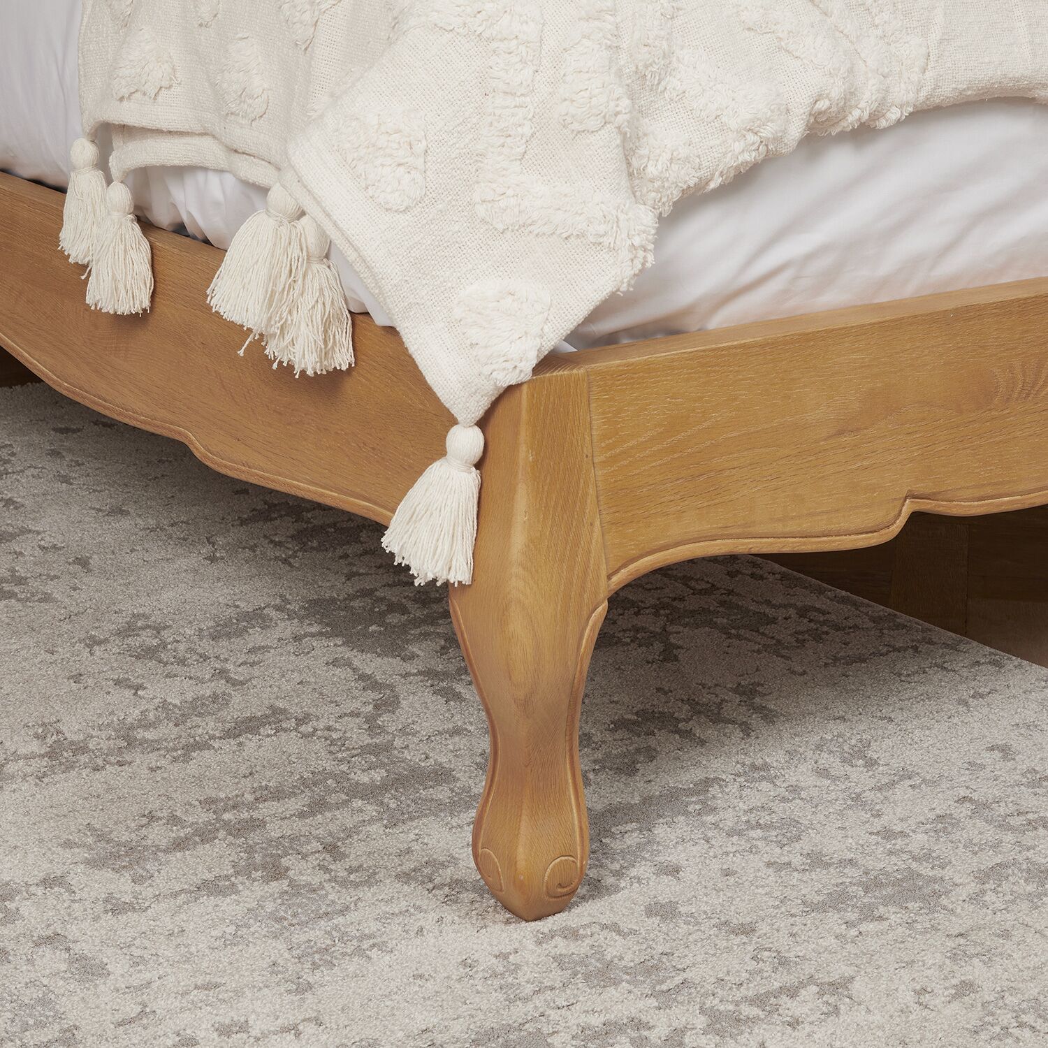 Alice French Light Oak Upholstered Low Foot Board Bed - King Size - Image 5