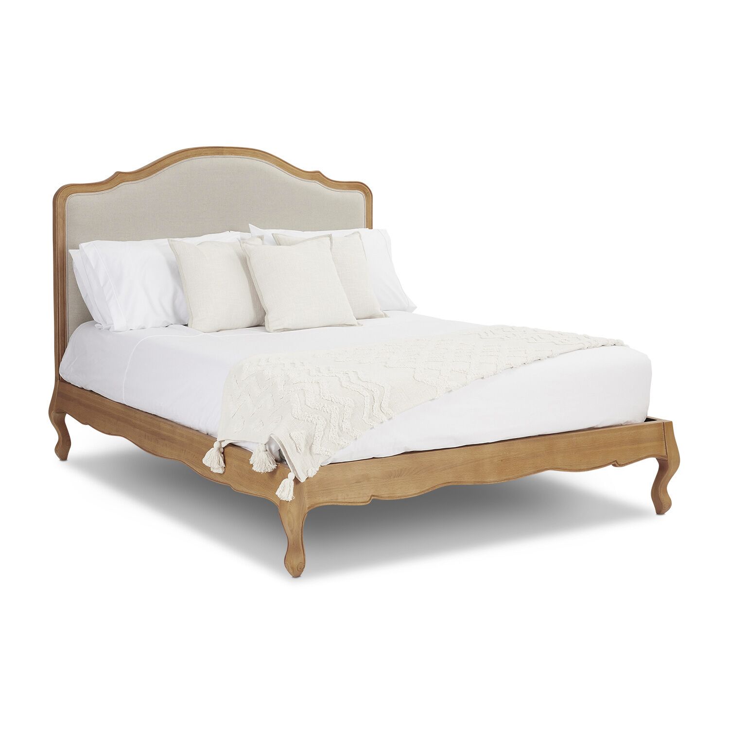 Alice French Light Oak Upholstered Low Foot Board Bed - King Size - Image 6