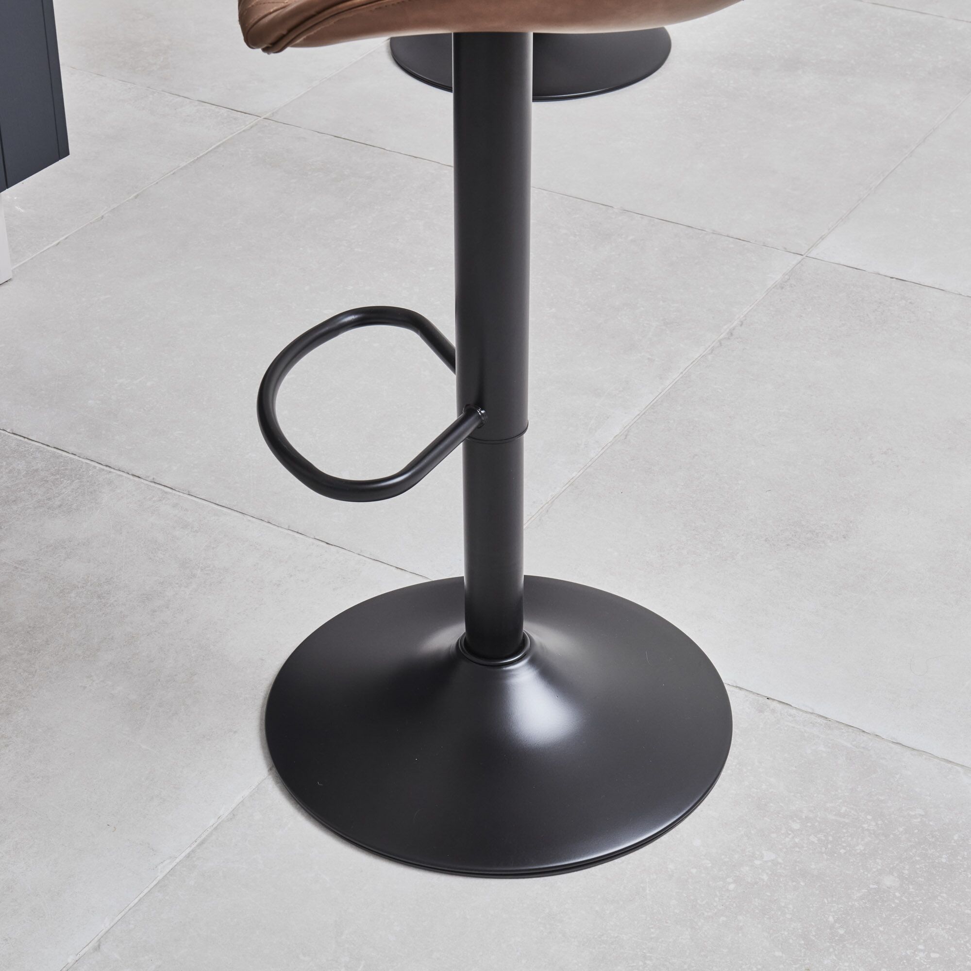 (Set of 2) Mateo Faux Tan Brown Leather Kitchen Stool - Image 10