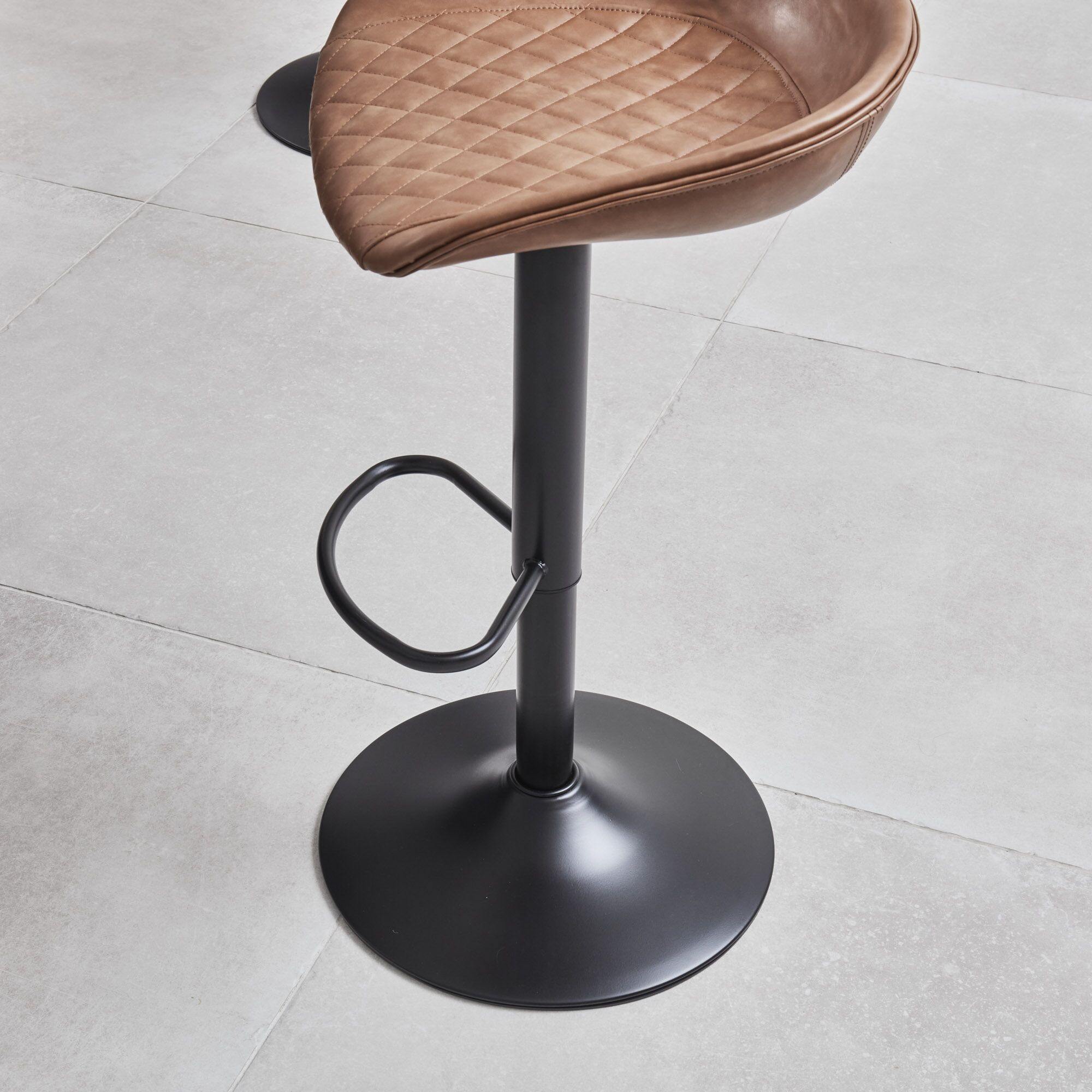 (Set of 2) Mateo Faux Tan Brown Leather Kitchen Stool - Image 8