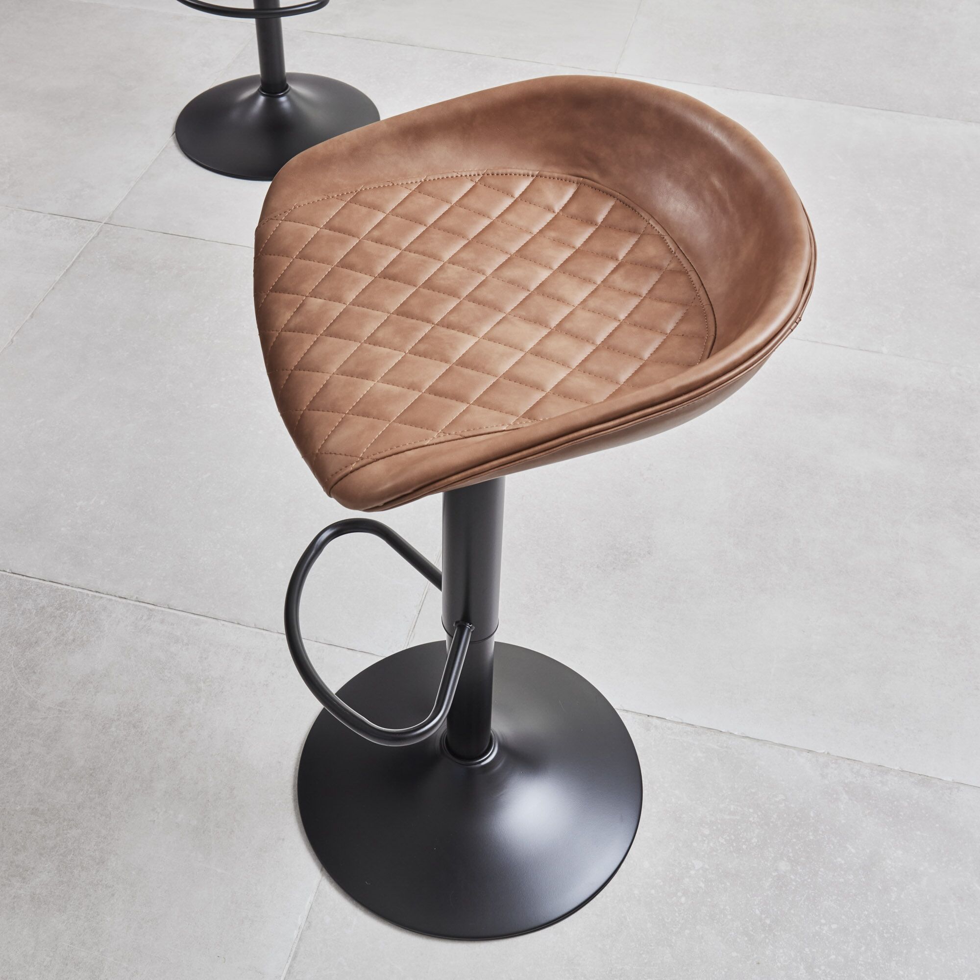 (Set of 2) Mateo Faux Tan Brown Leather Kitchen Stool - Image 7