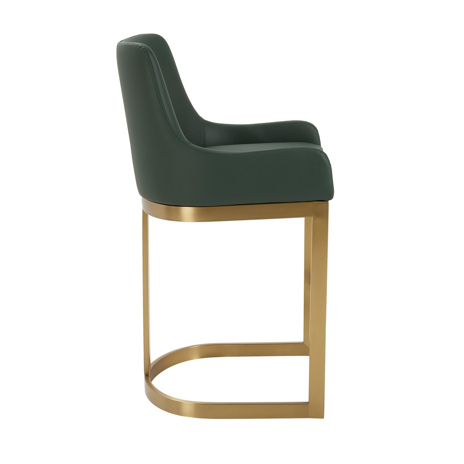 Clara Green Upholstered Counter Kitchen Stool with Gold Steel Frame - Image 7