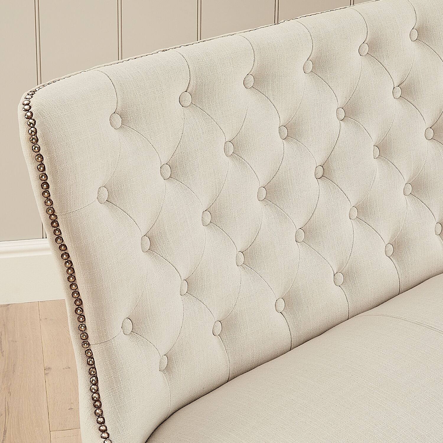 3 Seater Natural Linen Upholstered Dining Bench - Second - Image 9