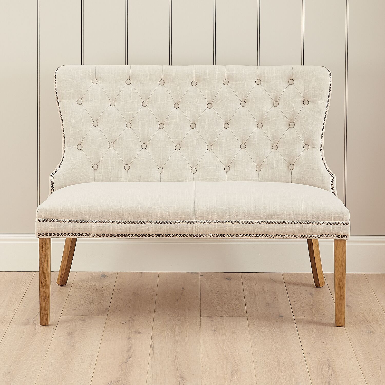 3 Seater Natural Linen Upholstered Dining Bench - Second - Image 4